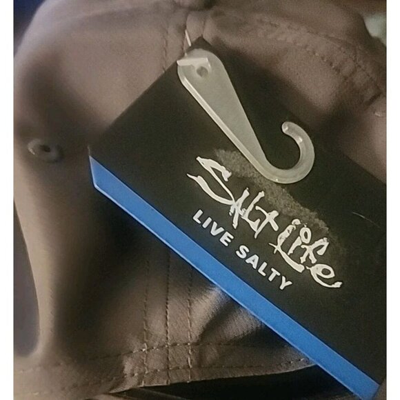 Salt Life "Live Salty". Grey Hook & Loop Closure/ Baseball Cap Style Nwt New - Picture 2 of 5